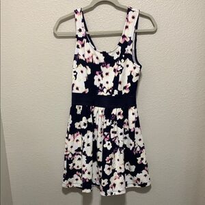 Trixxi Blue and Black Sleeveless A-Line Sundress